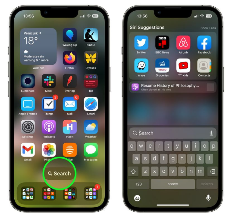 绥江苹果手机维修分享升级到 iOS 16 后，如何删除主屏幕上的搜索按钮 