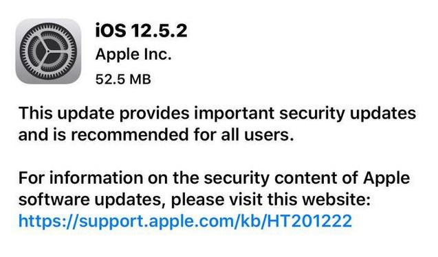 绥江苹果手机维修分享iOS12.5.2发布，建议所有老苹果用户安装 
